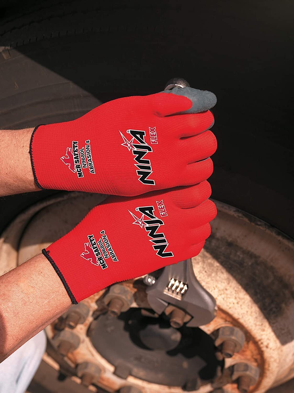 MCR N9680 RED Ninja Flex Latex Coated Work Gloves - 15 Gauge, 12 PAIR, SM-2XL