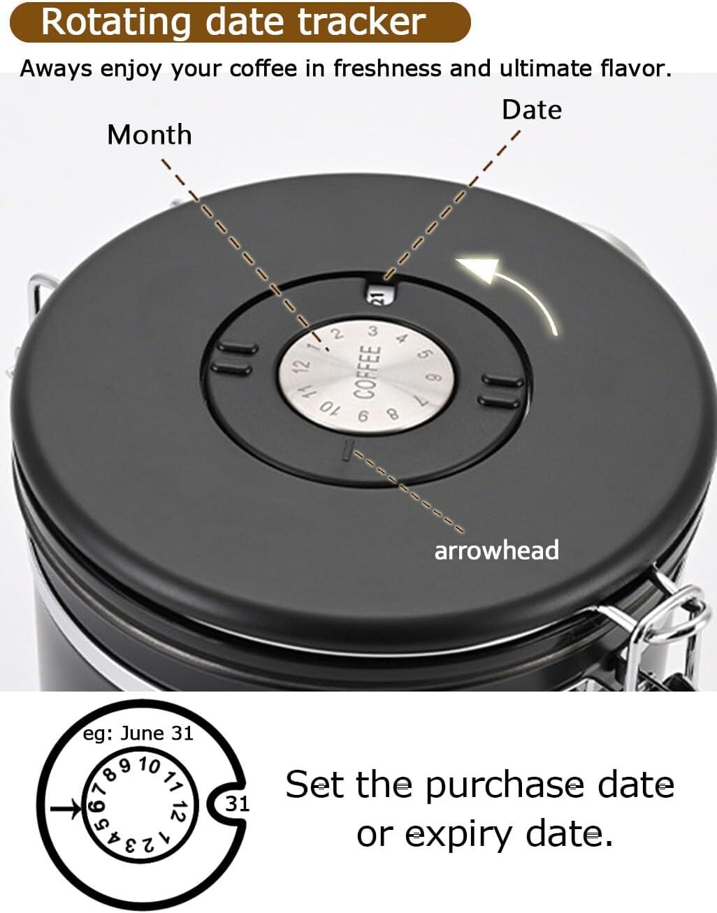 Coffee Canister Airtight Storage Container 62fl Stainless Steel Tight Coffee Jar