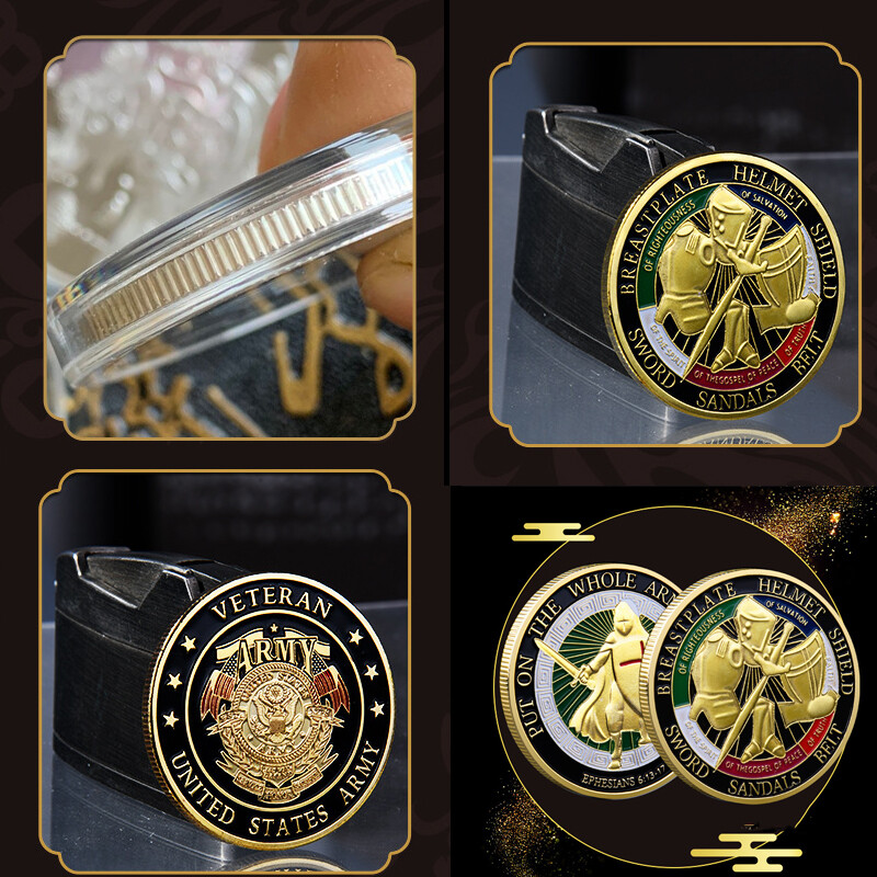 24PCS Put on the Whole Armor of God Commemorative Gold Challenge Coins Gift