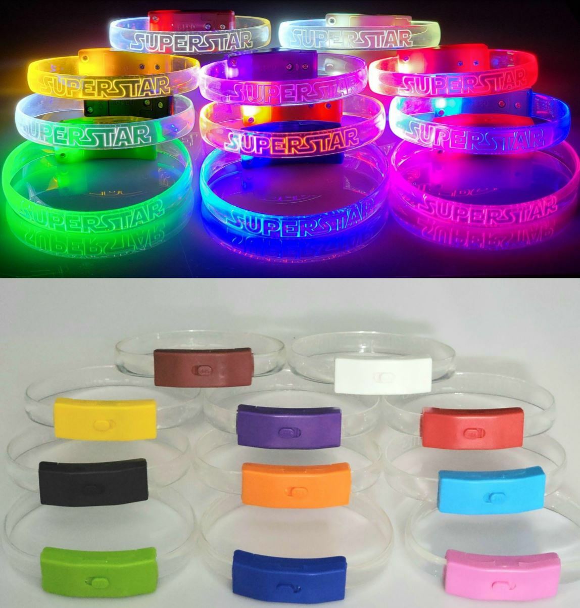 4x Superstar LED Light Up Wristband Bracelet Glow In The Dark Star Party Favor