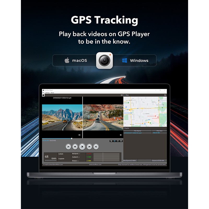 WOLFBOX G930 10" Touch Screen 4K Mirror Dash Cam Front and Rear With 32GB & GPS