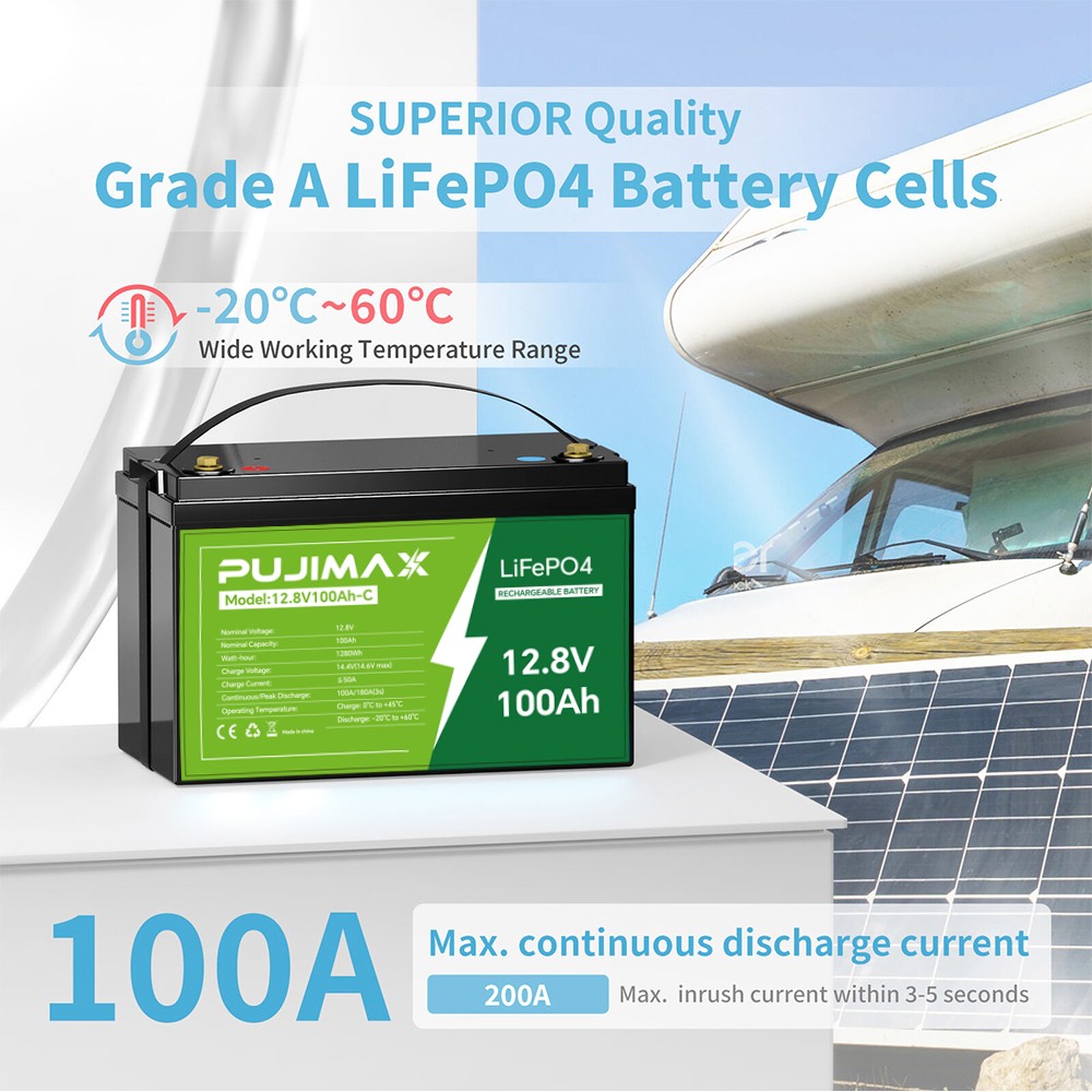12V 100Ah LiFePO4 100Ah Lithium Battery BMS Cycle Deep for Solar Trolling Motor