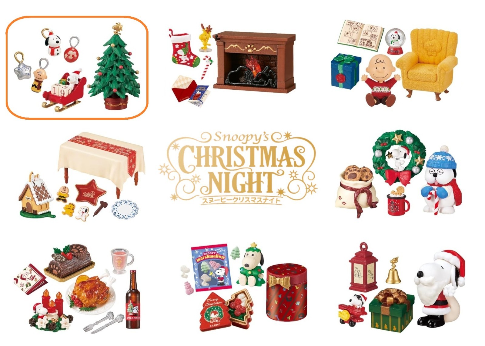 RE-MENT Peanuts Snoopy's Christmas Night Mini Figure Toy Charlie Brown Woodstock