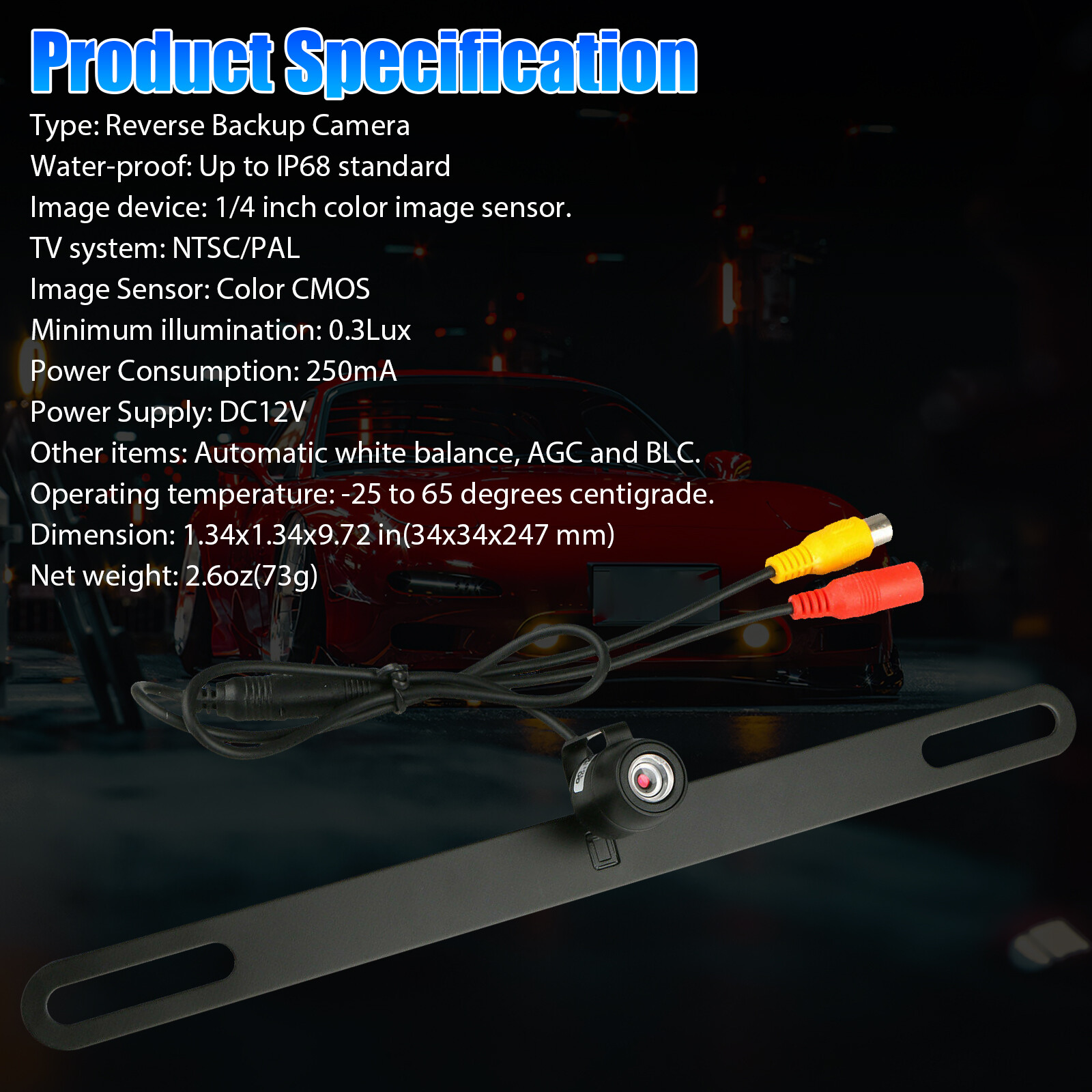 170° HD Car Rear View Camera Night Vision Backup Reverse Parking Cam Waterproof