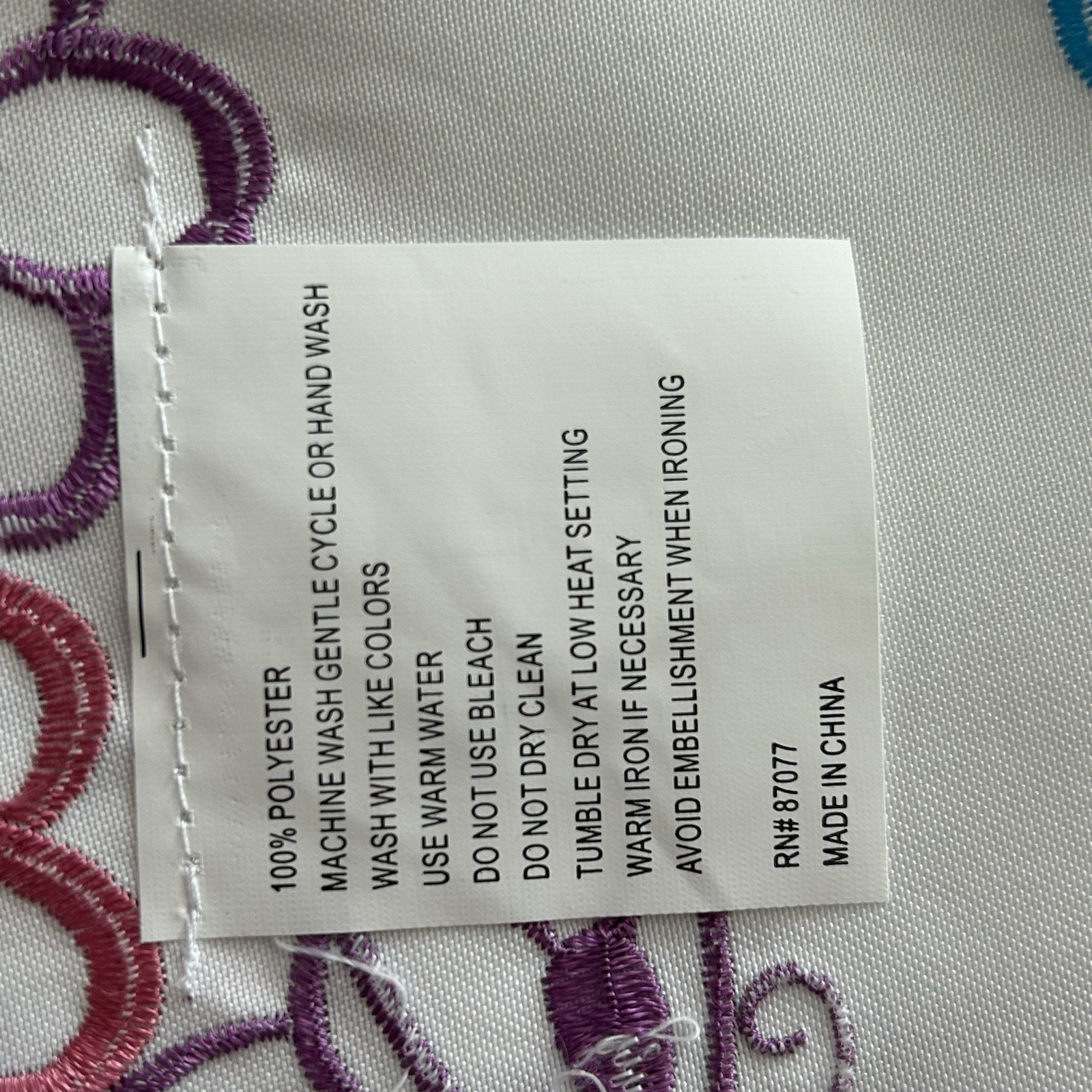 Spring Table Runner 68” Geese Embroidered Tulips Outwork Pink Bows