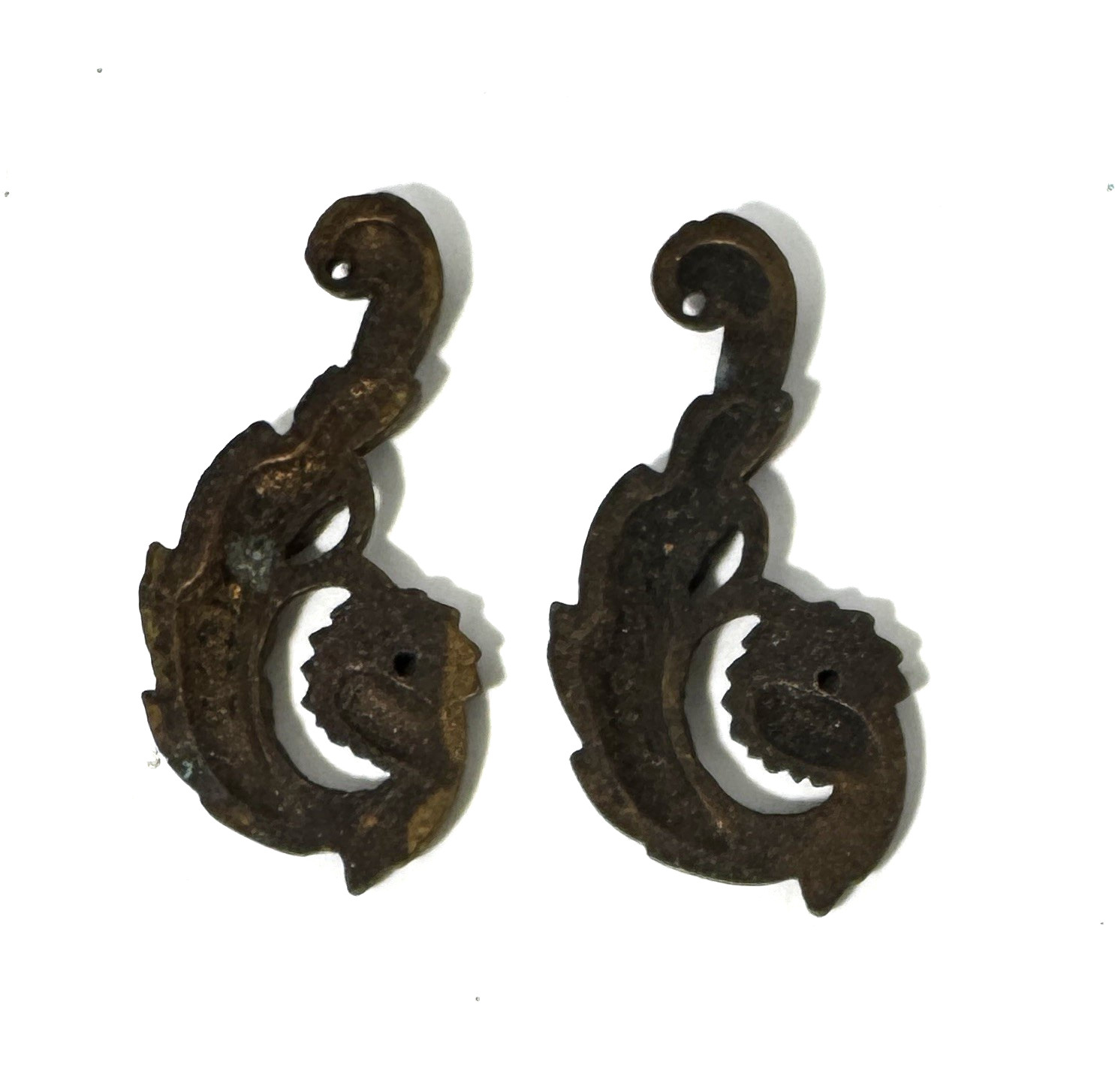 Antique Brass Furniture Embellishments 2 3/8" Trim Ornaments Restore Set of 2