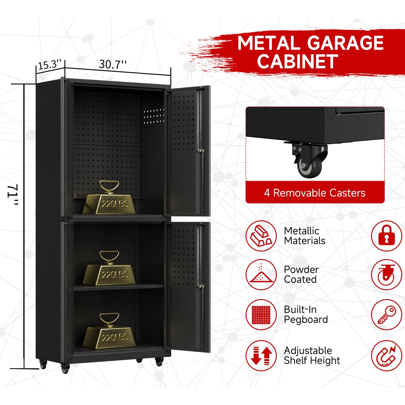 Garage Storage Cabinet System 8 Pcs Garage Workshop Set W/Steel Cabinet Shelves