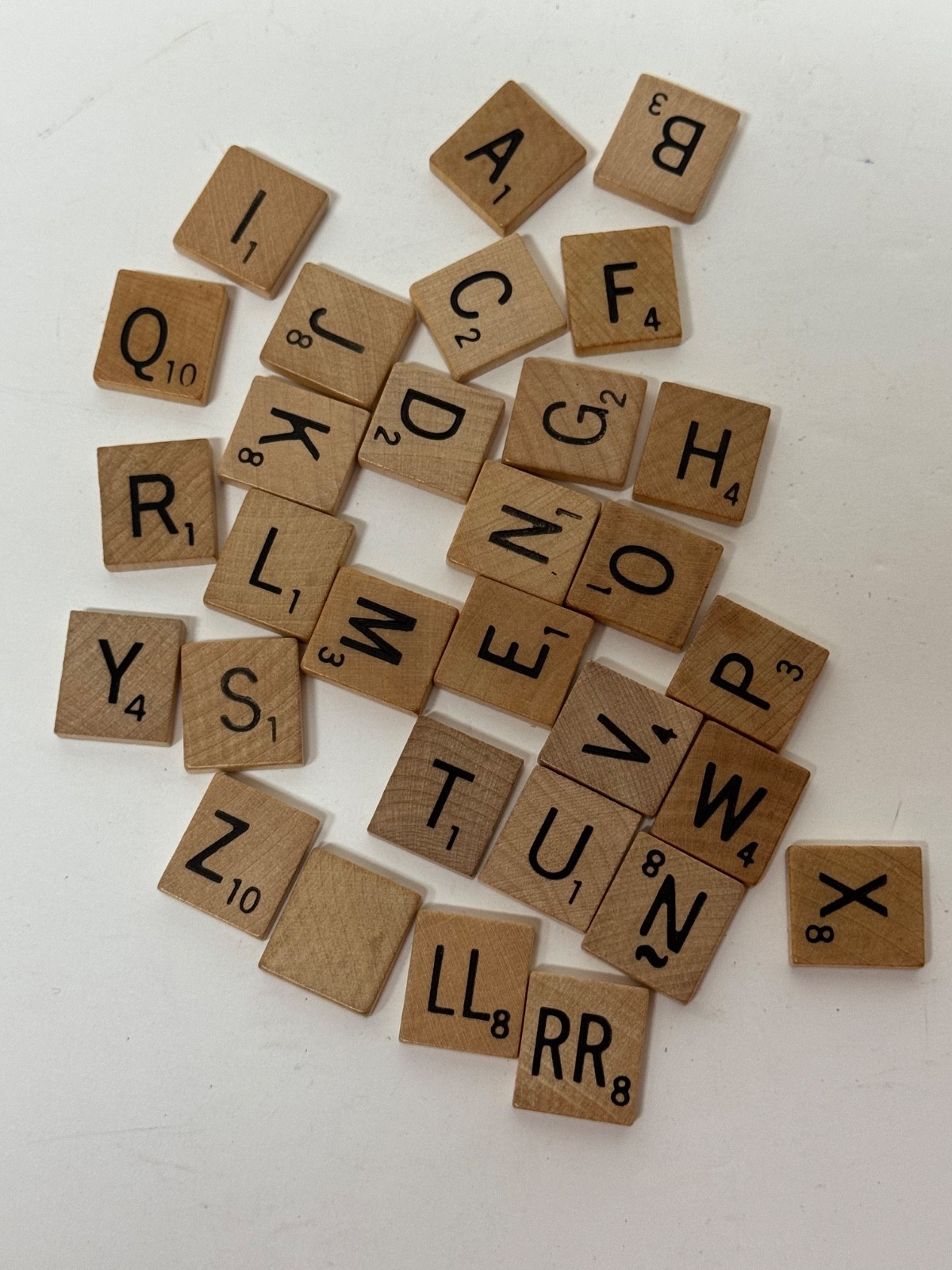 Single Individual AUTHENTIC Tan Wood Scrabble Tiles Engraved Black Letter Crafts
