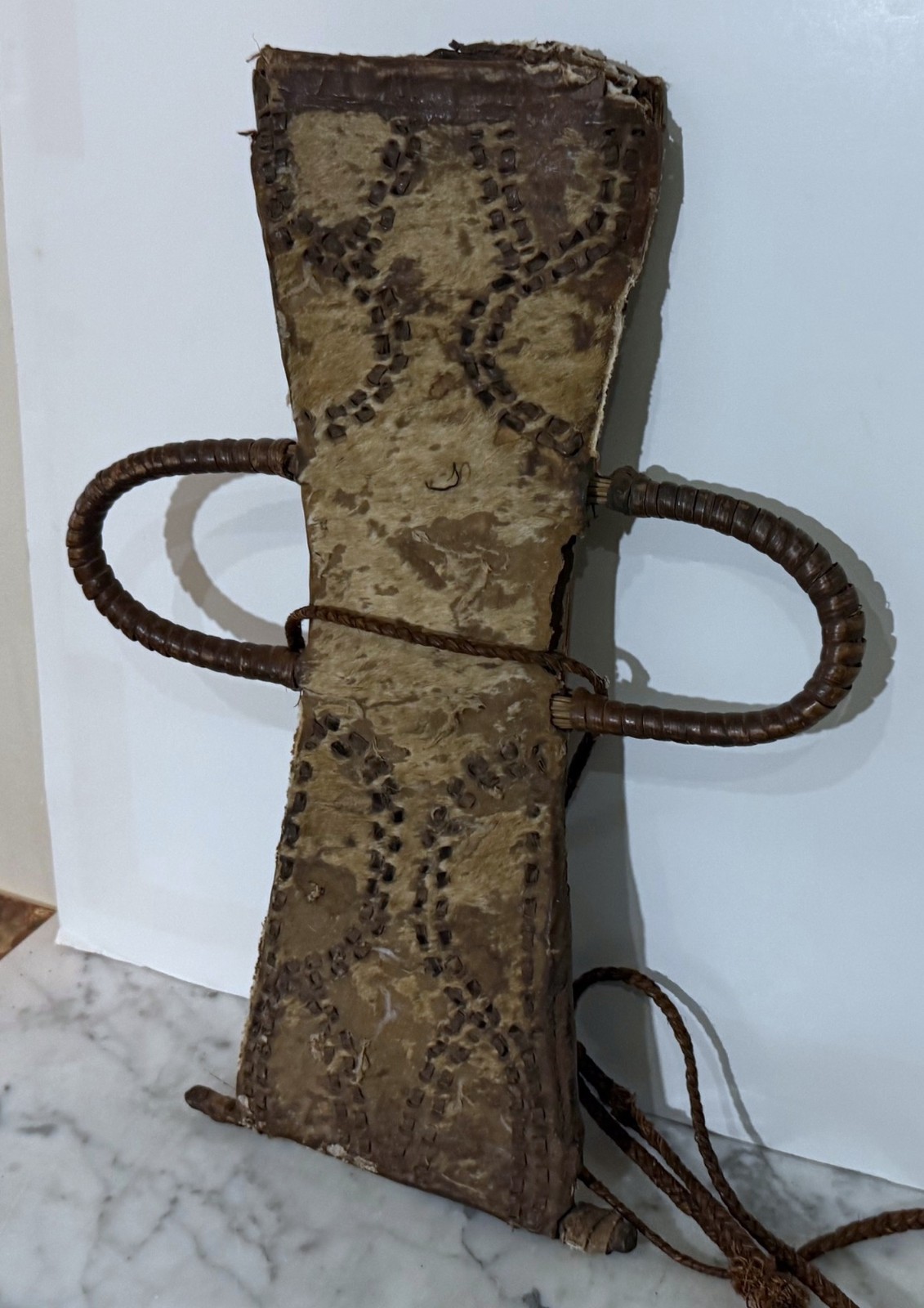 VINTAGE CAMEROON GRASSLAND ANIMAL SKIN COVERED TIKAR MACHETE SHEATH