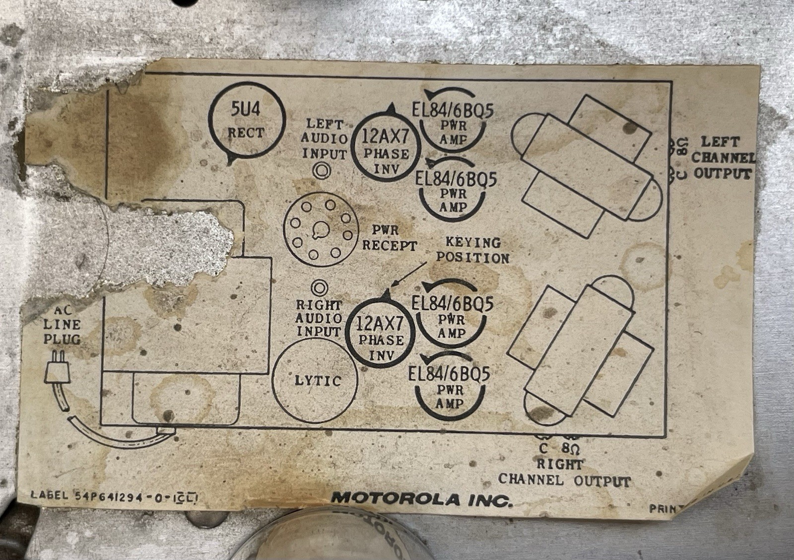 Beautiful 1959 Motorola HS-696C Stereo Tube Power Amp 12AX7 EL84 5U4