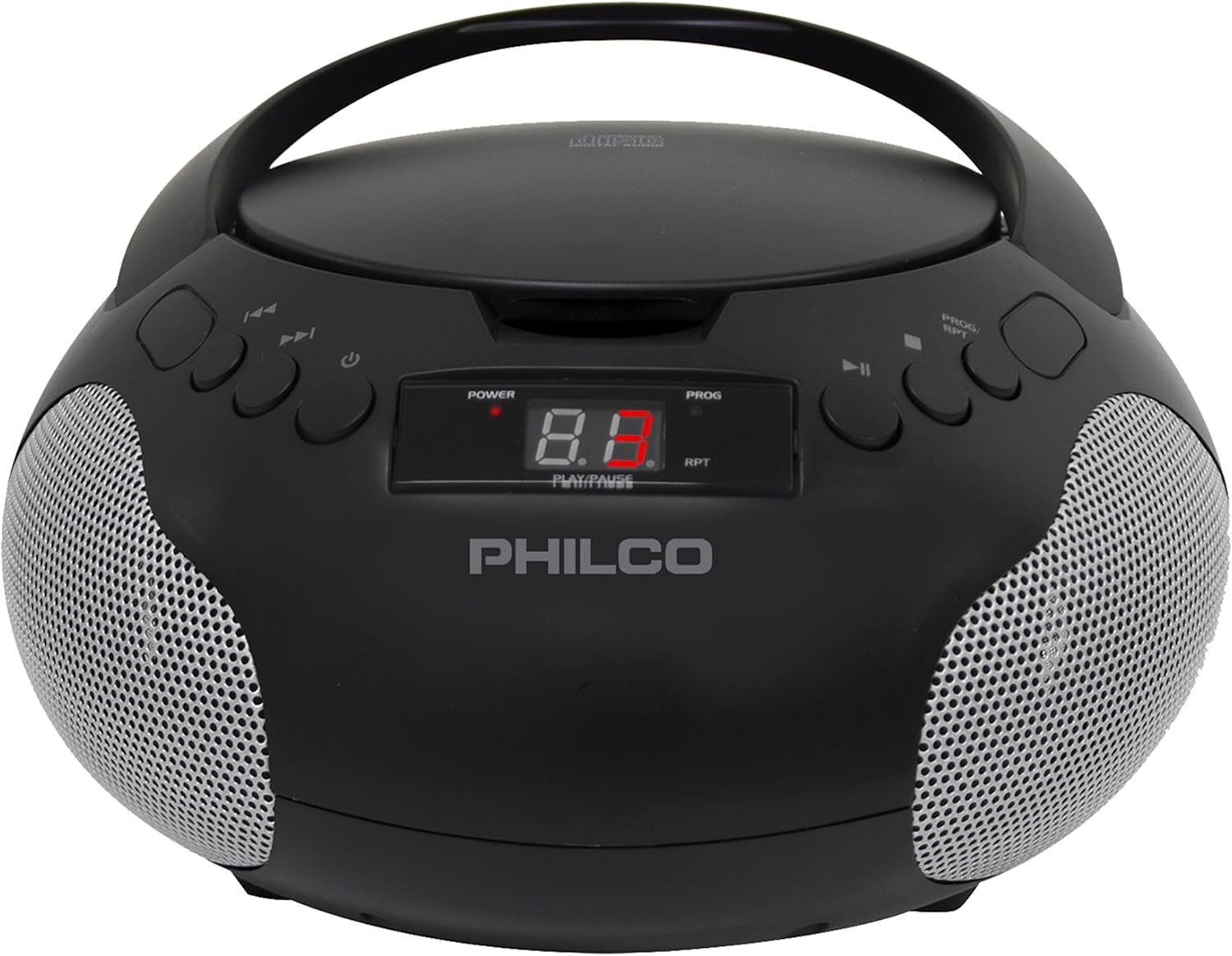 Philco Portable CD Player Boombox with Speakers, Radio, CD, 3.5mm Aux, LED