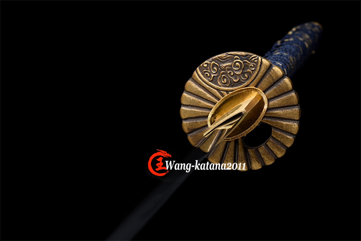 Full Tang Sharp Japanese Samurai Katana Sword T10 Clay Tempered Brass Fittings