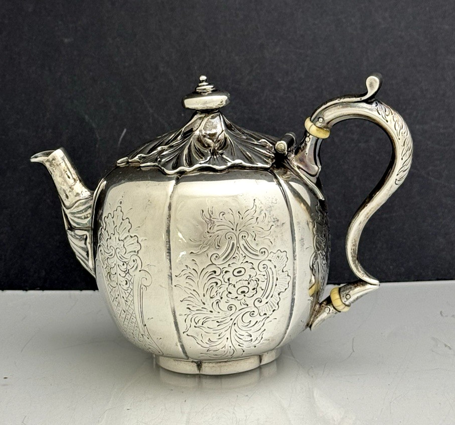 Rare William Adams New York Coin Silver Bachelor Teapot c1840