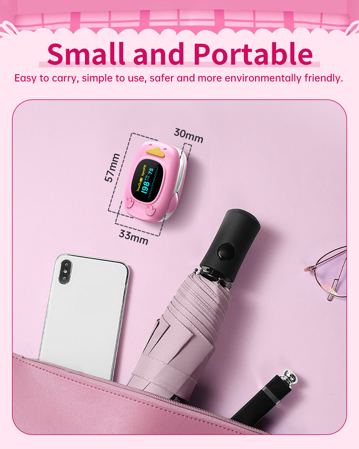 Child Pediatric Fingertip Pulse Oximeter SpO2 Blood Oxygen Heart Rate Monitor US