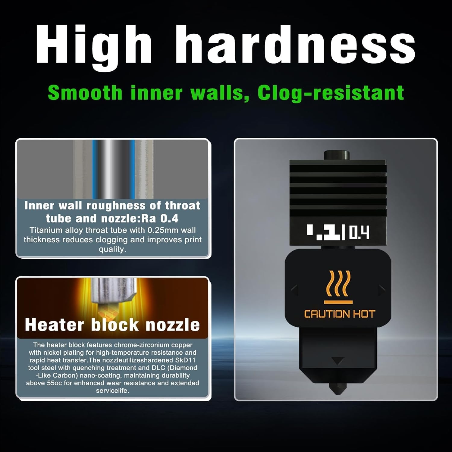 Upgraded 2Pcs 0.4mm H2D/H2S/H2C/P2S Hotend Kit for Bambu Lab H2 Series/P2S 3D...