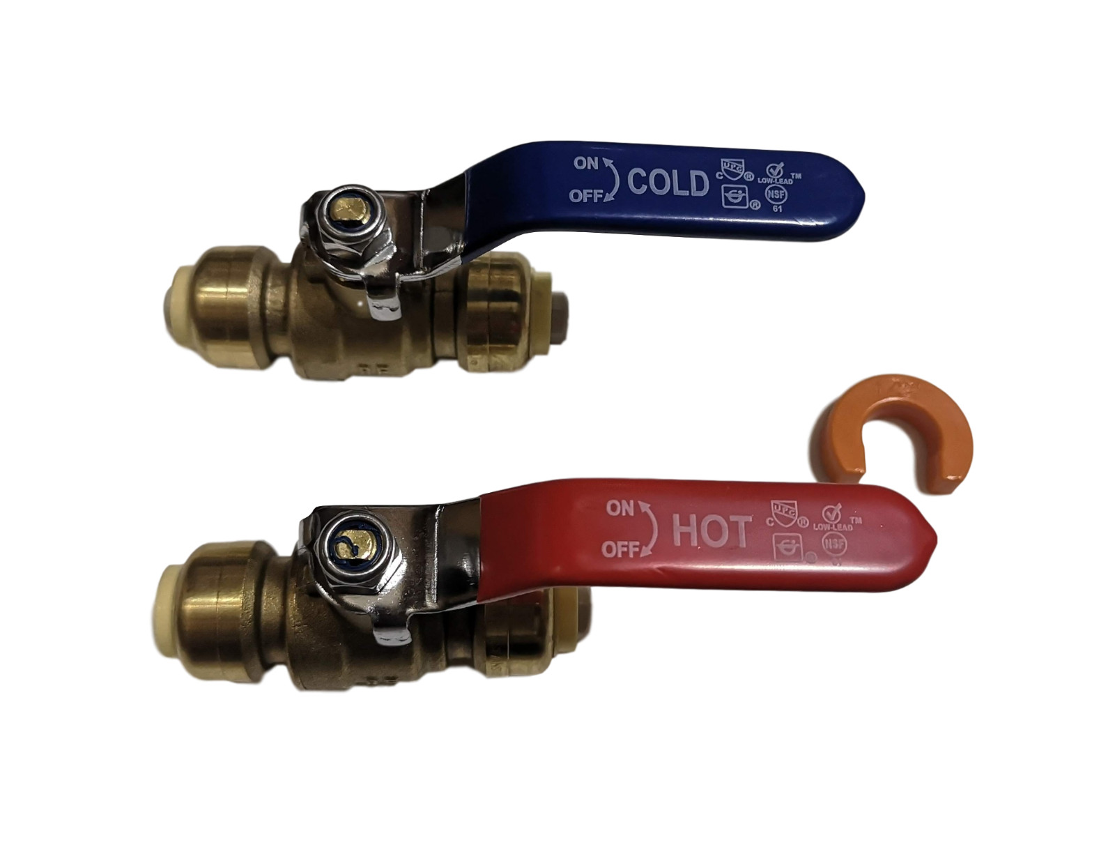 2 Pack XFITTING 1/2" Push Fit Ball Valve Hot and Cold with 1 Removing Clip,