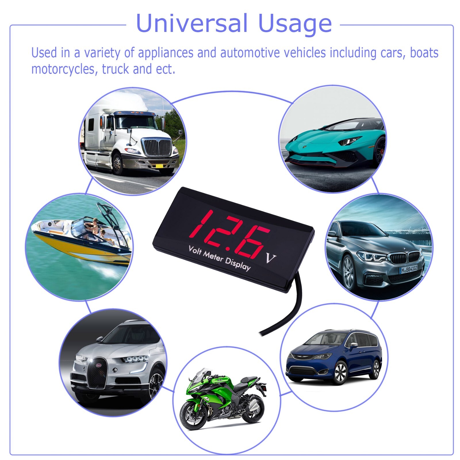 12V Digital LED Display Voltmeter Gauge Panel Meter for Car Motorcycle