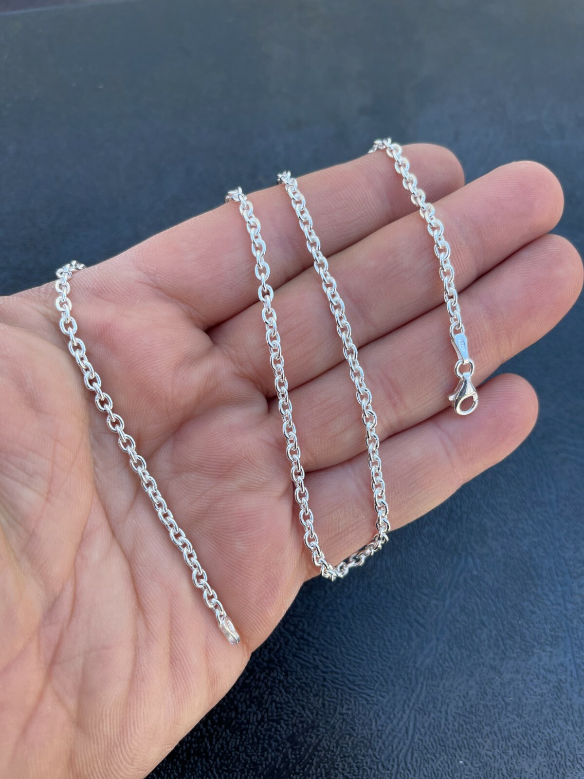 Real Solid 925 Sterling Silver Anchor Cable Chain Rolo Necklace 1mm - 3mm ITALY