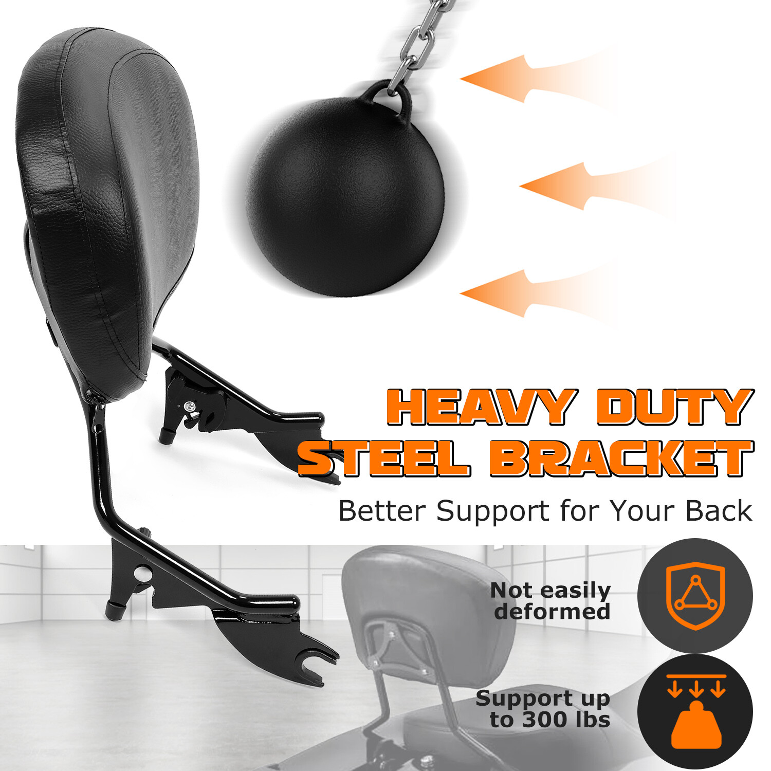 For Harley Touring 09-24 Detachable Passenger Backrest Sissy Bar w/ Stealth Rack