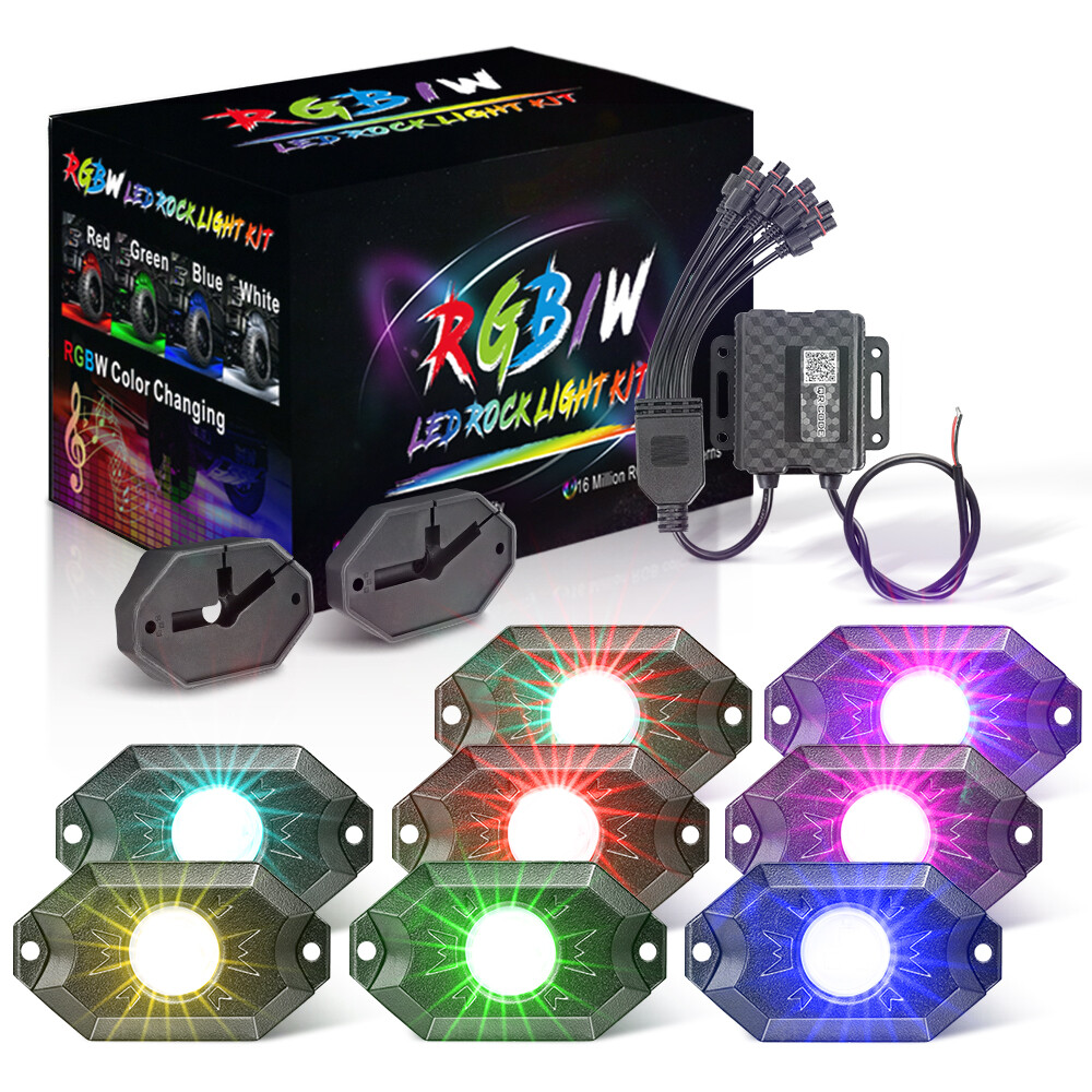 RGB LED Rock Lights 8-Pods Wireless Bluetooth Music Multi Color ATV UTV 4WD RZR
