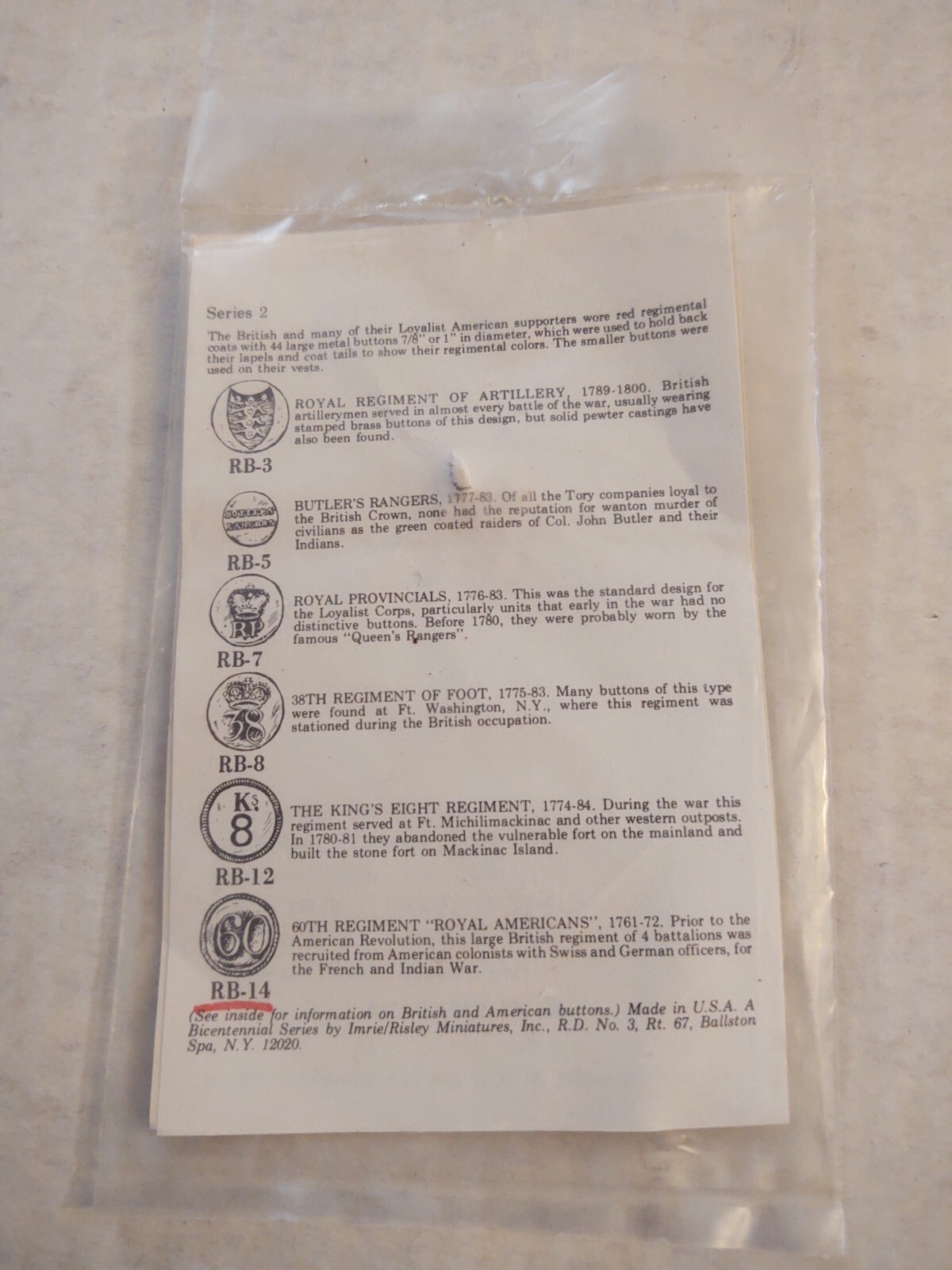 Arrifcats From The American Revolution 60th Regiment Royal American Reproduction