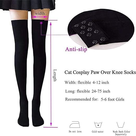 WOMEN'S CAT PAW PAD BOTTOM 3D COSPLAY SOCKS KAWAII CUTE THIGH HIGH STOCKINGS