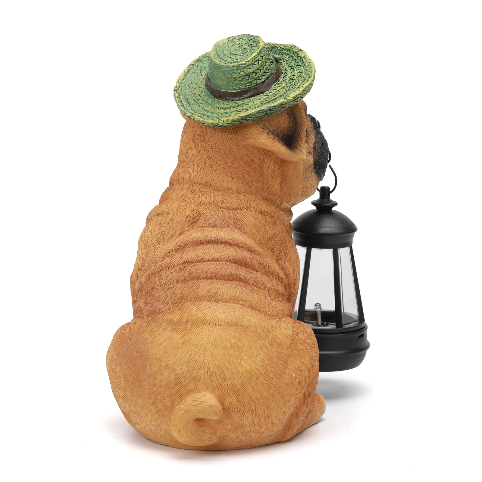 Solar-Powered Garden Dog Statue with Integrated Lanterns for Outdoor Decor