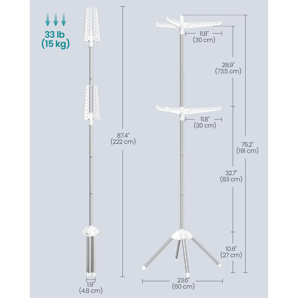 2-Tier Foldable Laundry Drying Rack, 6 Rotatable Arms for Hangers, Holds 54