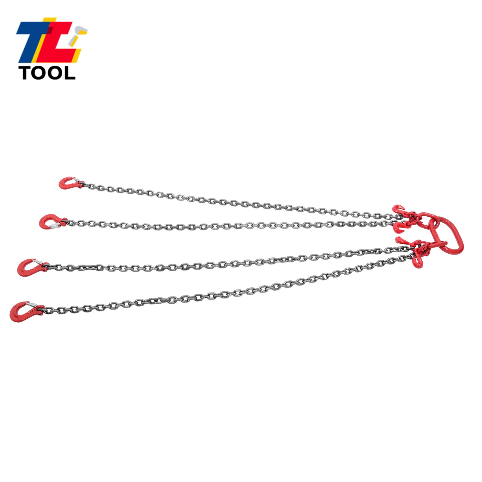 5/16 Inch x 5 Ft Lifting Chains 5 Ton G80 Chain Sling with 4 Leg Grab Hooks