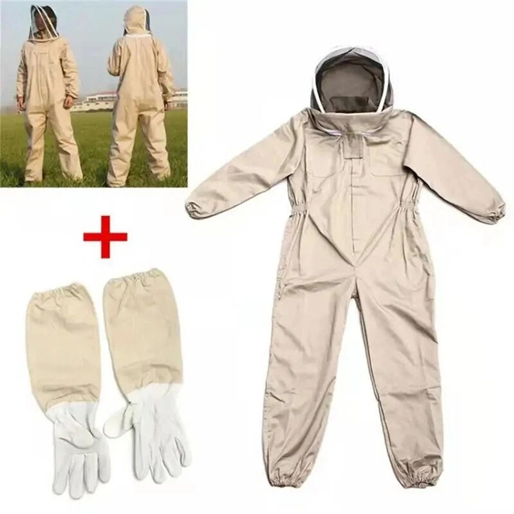 XXL Full Body Ventilated Beekeeping Suit with Veil Hood & Gloves Protective Bee