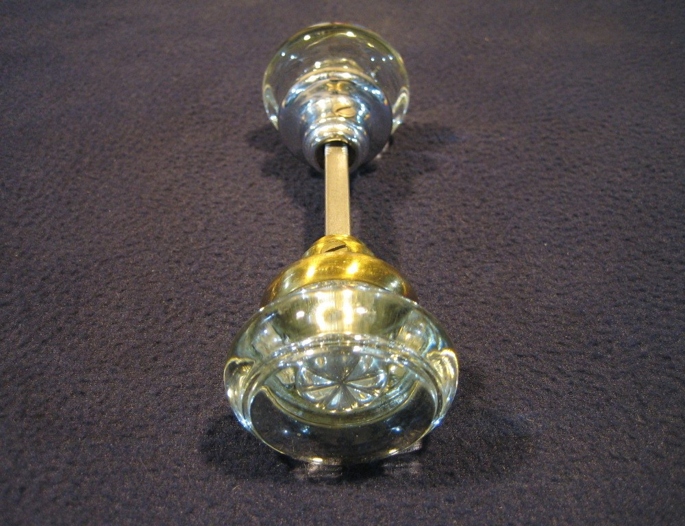 Incredible Pair Antique Victorian Round Crystal Glass Door Knobs early 1900's