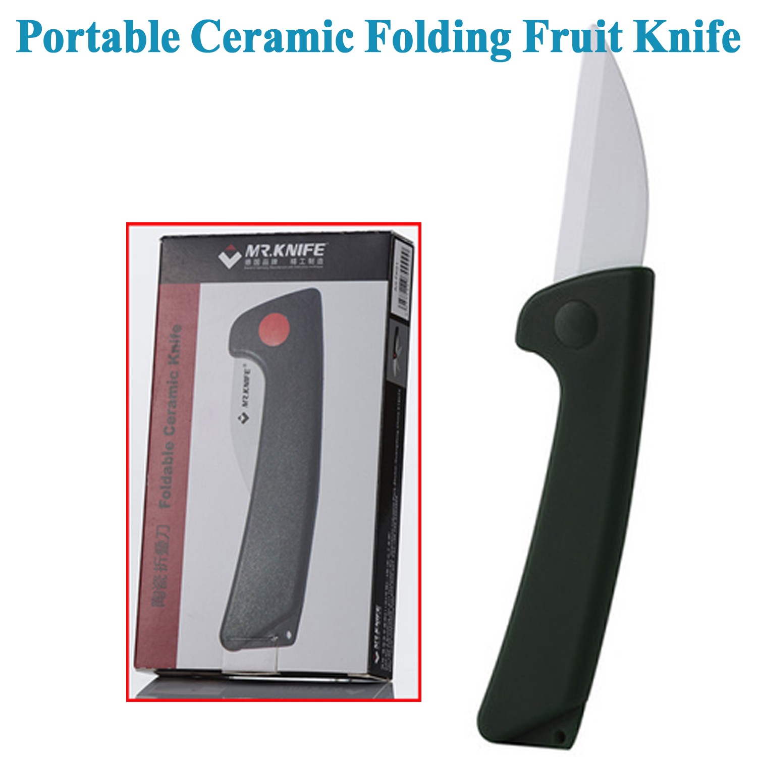 Ceramic Folding Knife Handy Fruit Knife for Home Travel Picnic Camping