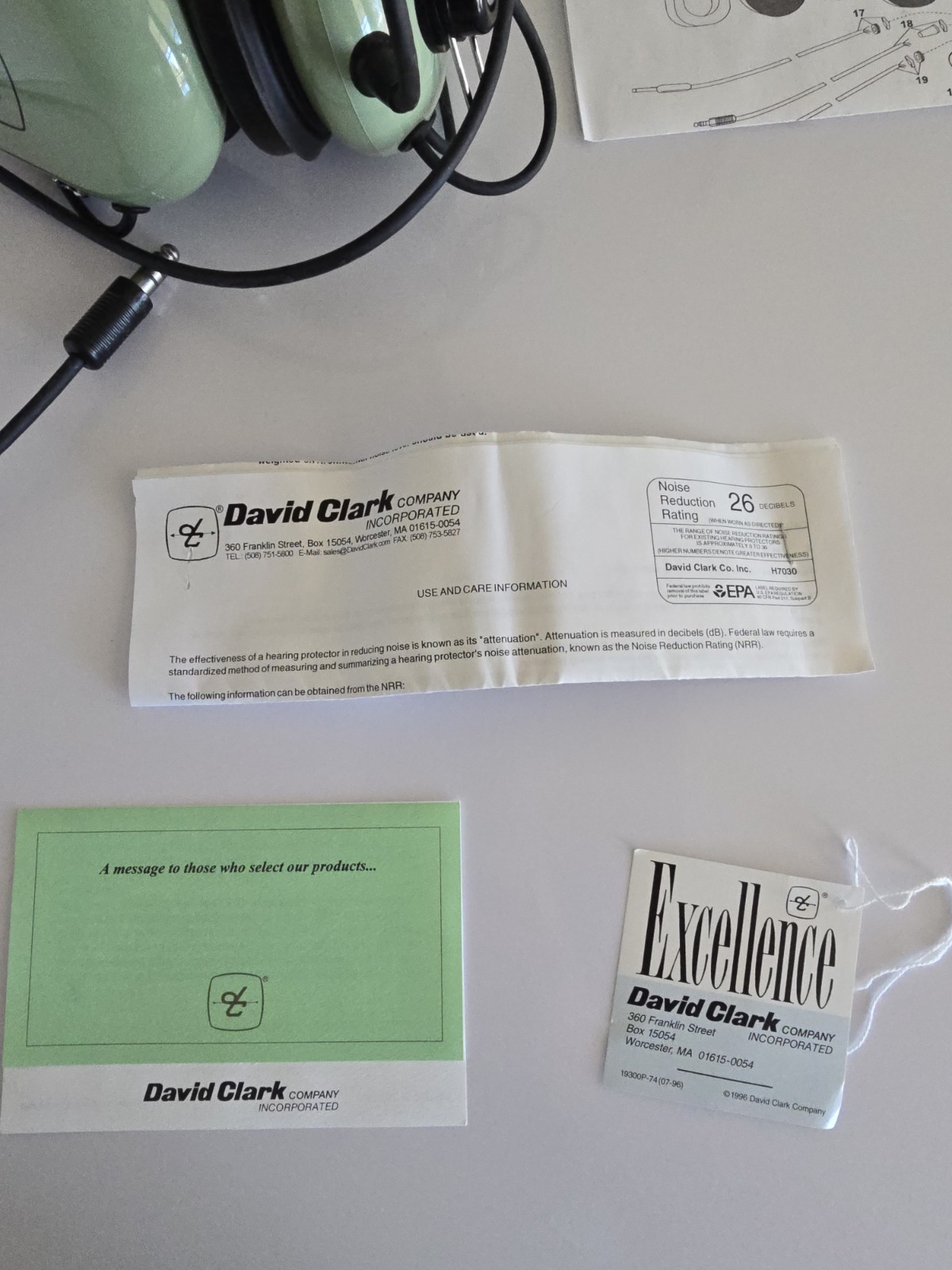 David Clark Headset Model H7030 Aviation Headset with Microphone