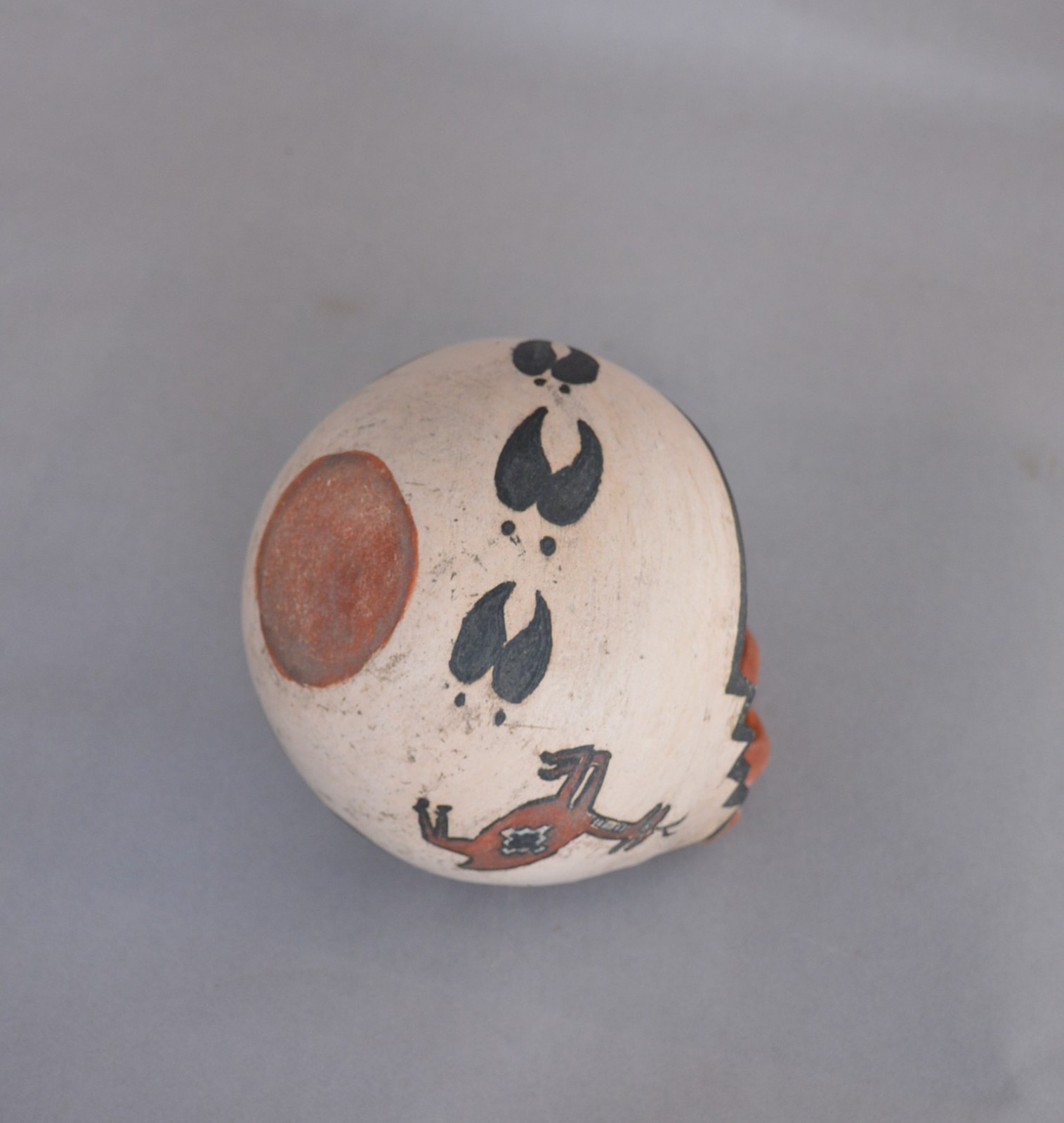 Old Zuni Deer Pot - Deer Tracks - 6" Tall x 5" Across