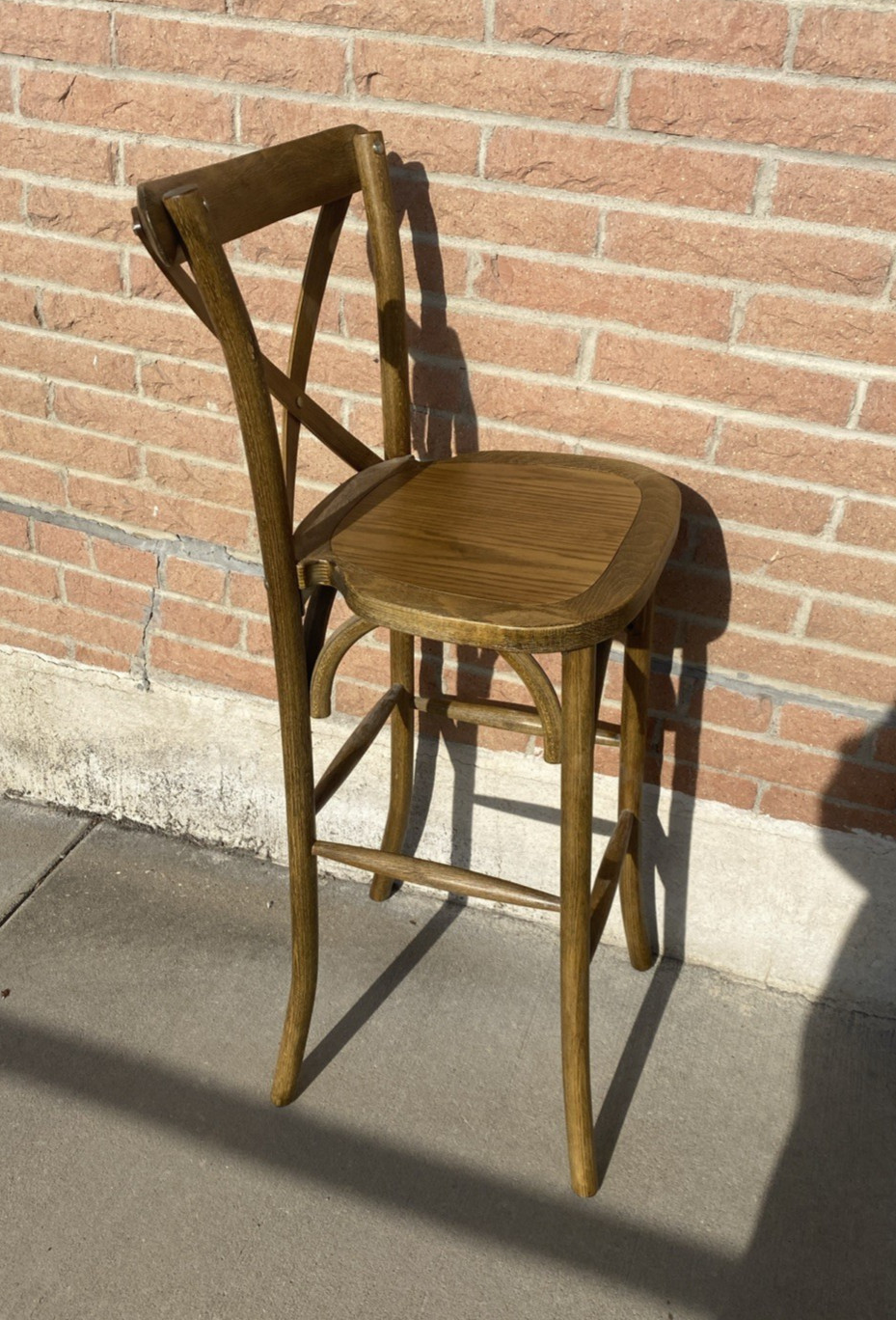 Bistro Style Cross Back Espresso Wood Restaurant Barstool
