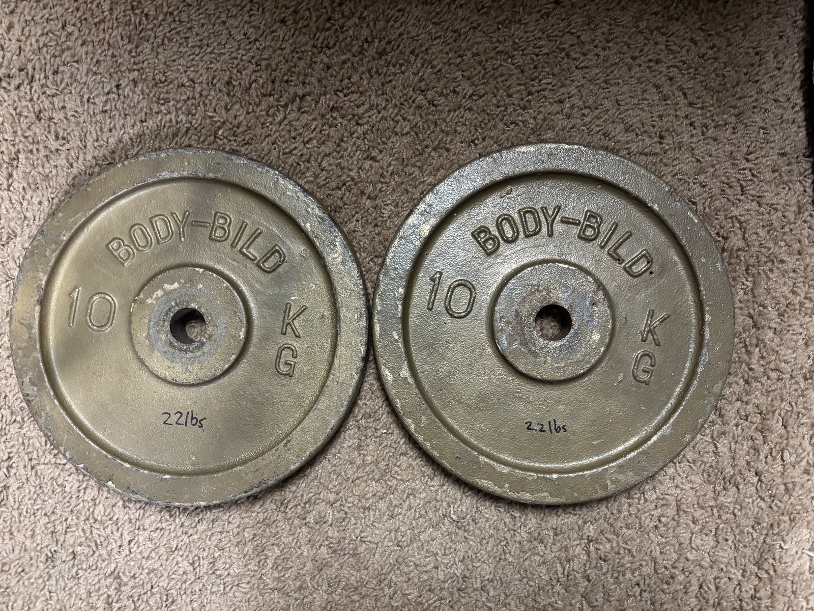 Vintage Body-Bild (England) 2 x 10 KG 1” weight plates weights
