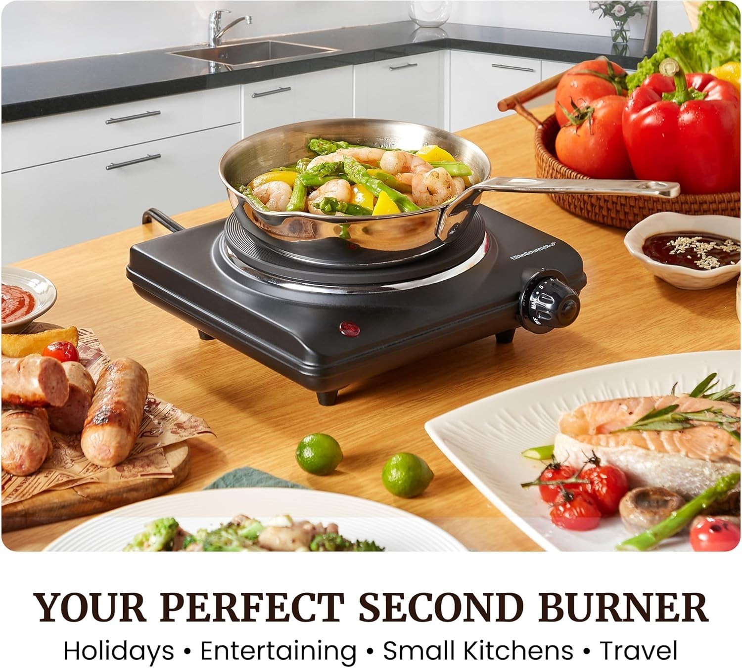 Electric Burner 1000W Cast Iron Hot Plate Portable Cooktop, 7 Heat Settings
