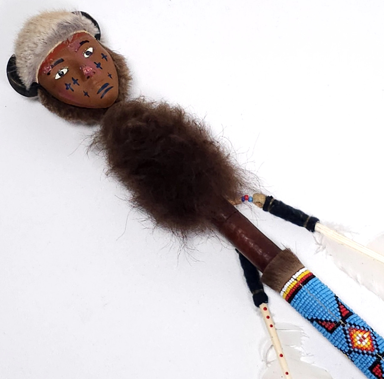 Vintage Native American Ceremonial Beaded Lance Spear 58" Indian Coup Staff