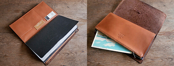 TRAVELER'S Notebook Leather Zipper Case engraving Tannin Regular & Passport size