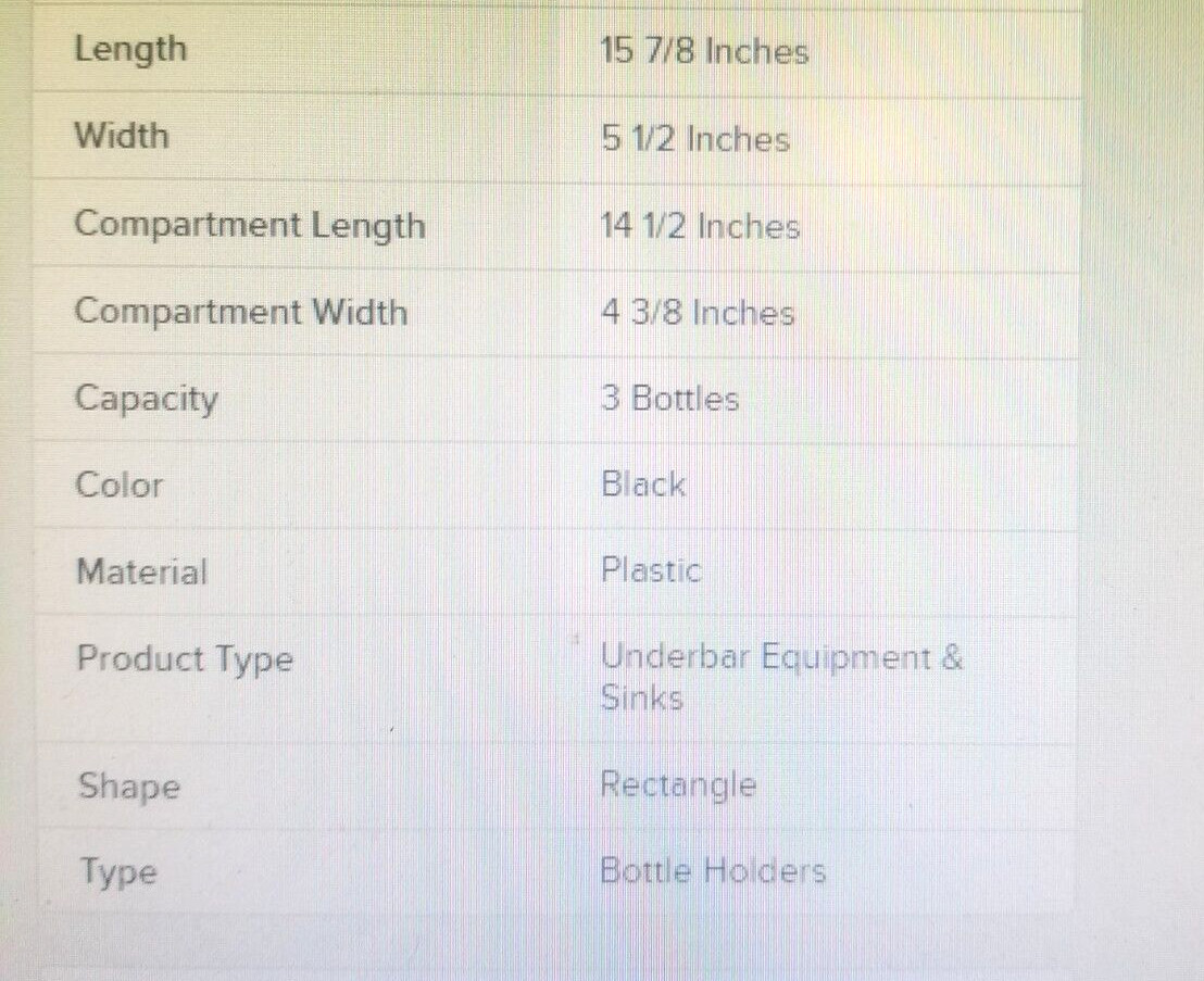 REGENCY BLACK PLASTIC BOTTLE HOLDER FOR ICE BINS WITH DIVIDERS