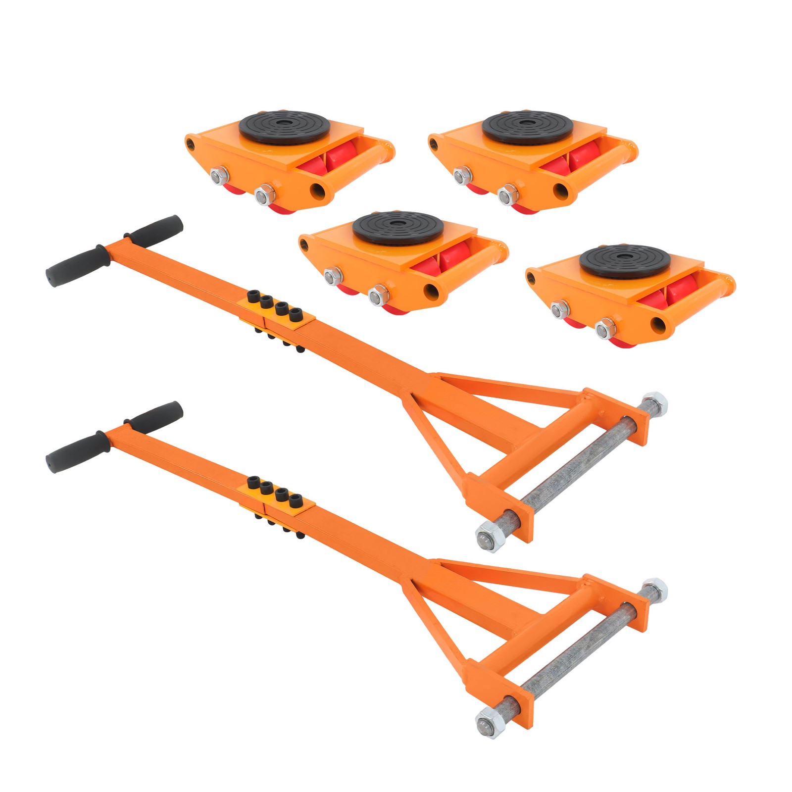 4 Pcs Heavy Duty Machinery Skates Dolly 6T/13200Lbs With Handle 360° Rotation