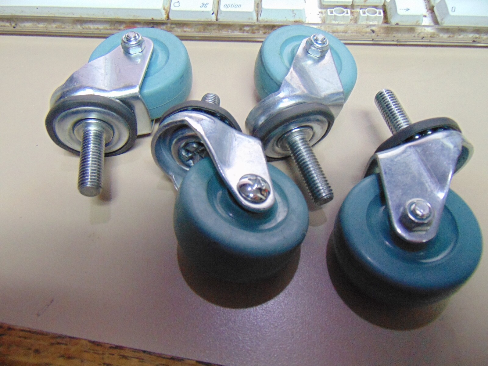 2 Inch Caster Wheels 4 pack Rubber Heavy Duty M10 X 1.5" swivel 1.25 inch thread