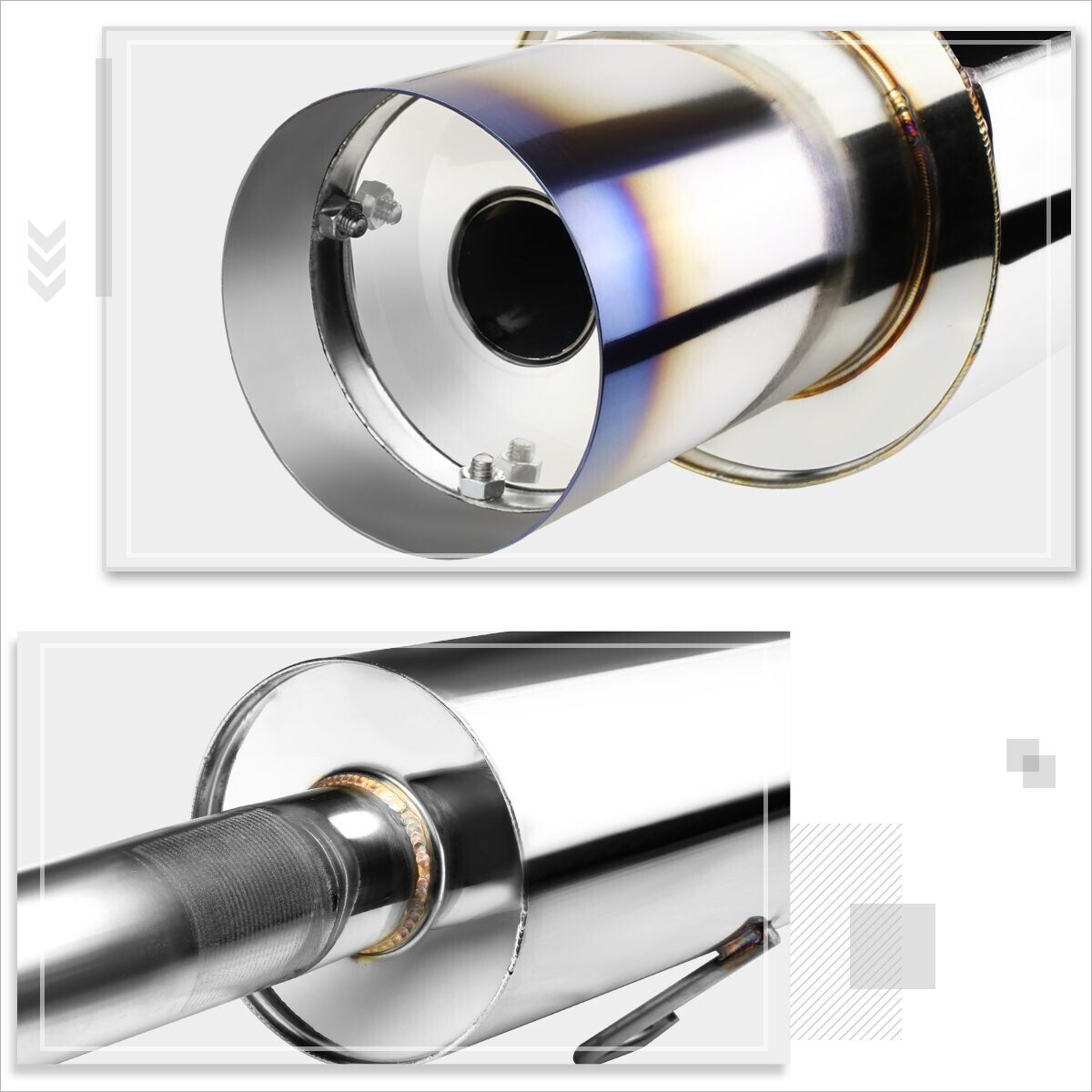 For 06-11 Honda Civic EX/LX/DX 4" Burnt Tip Muffler Stainless Catback Exhaust