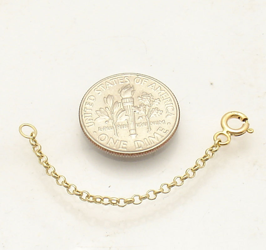 1.9mm Round Rolo Cable Chain Necklace Extender Real Solid 10K Yellow Gold