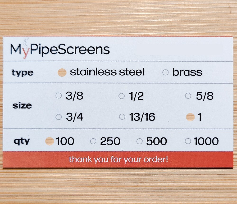 Stainless Steel Pipe Screens 1 inch, 100 count - Free Shipping, USA Made, HD