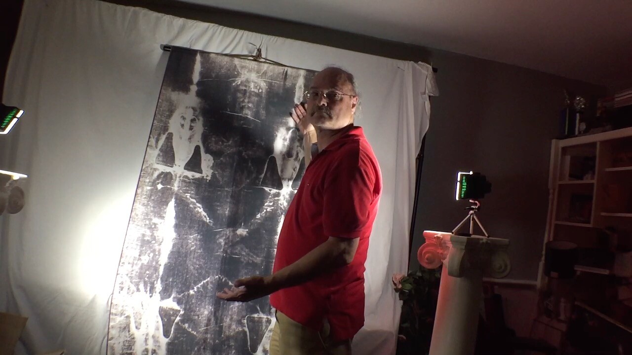 Shroud of Turin full-size body negative on linen cloth