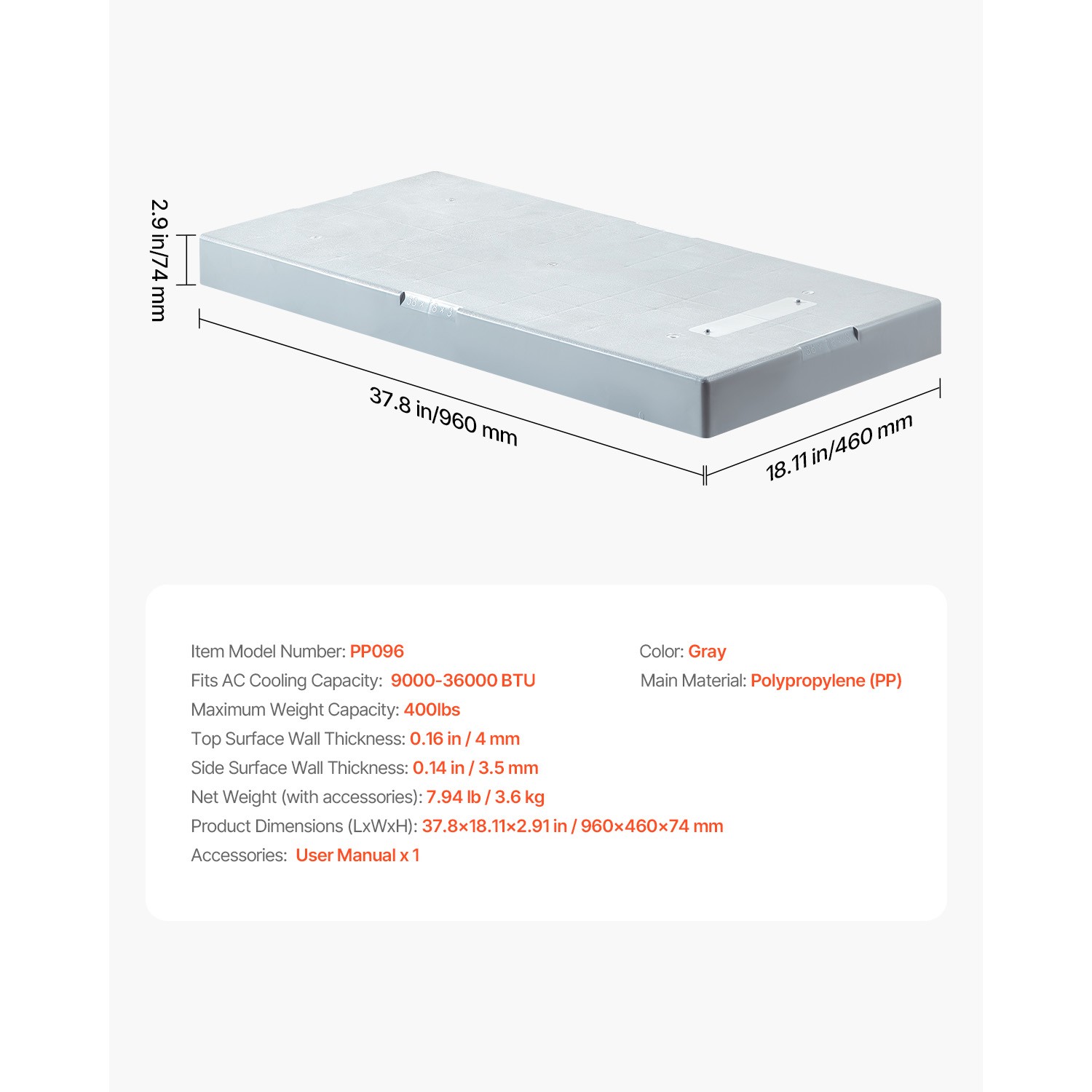 Mini Split Pad for 9000-36000 BTU Anti Vibration Outdoor Pads