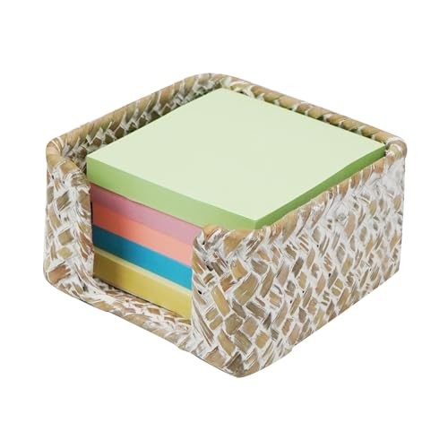 Sticky Note Holder Seagrass Post It Note Dispenser Woven 3 x 3 Inch Whitewash