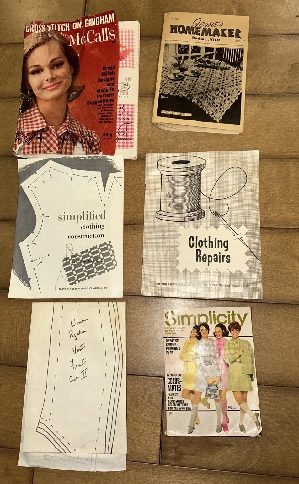 1960's Sewing & Homemaking Books & Patterns Cross Stitch On Gingham, Simplicity