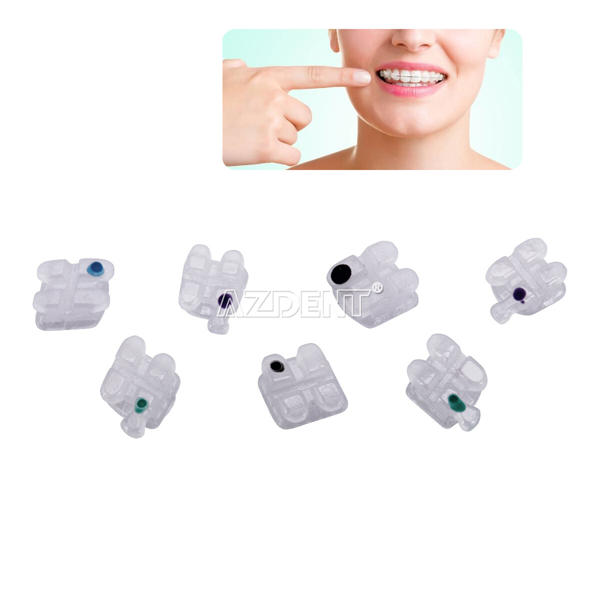 AZDENT Dental Orthodontic Clear Ceramic Brackets Braces Roth.022 Hooks 3 4 5